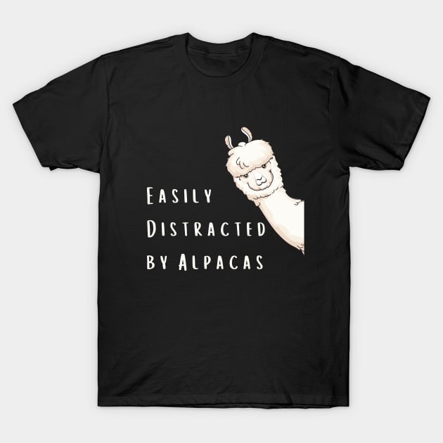 Lispe Alpaca Easily Distracted by Alpacas Funny T-Shirt by Lispe